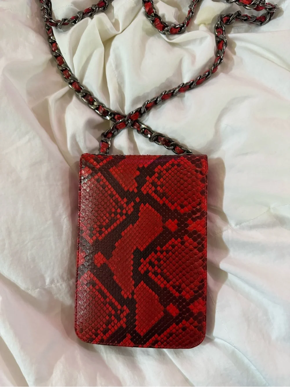 Lina Bora red python crossbody bag